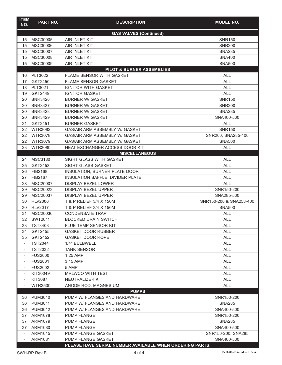Lochinvar Shield SNA400-125 User Manual | Page 4 / 4