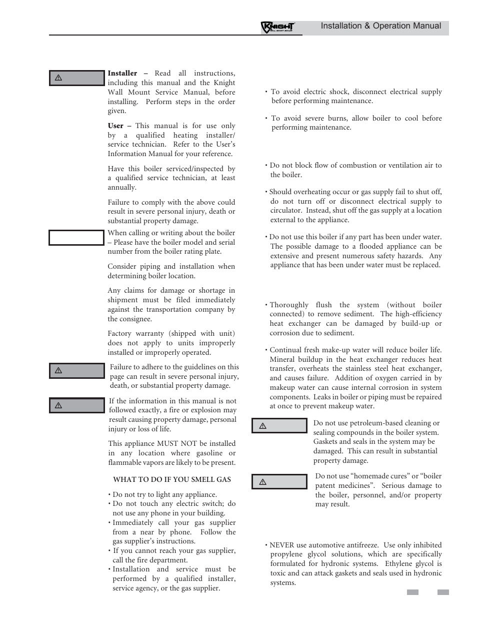 Please read before proceeding | Lochinvar KNIGHT WH 55 - 399 User Manual | Page 3 / 80