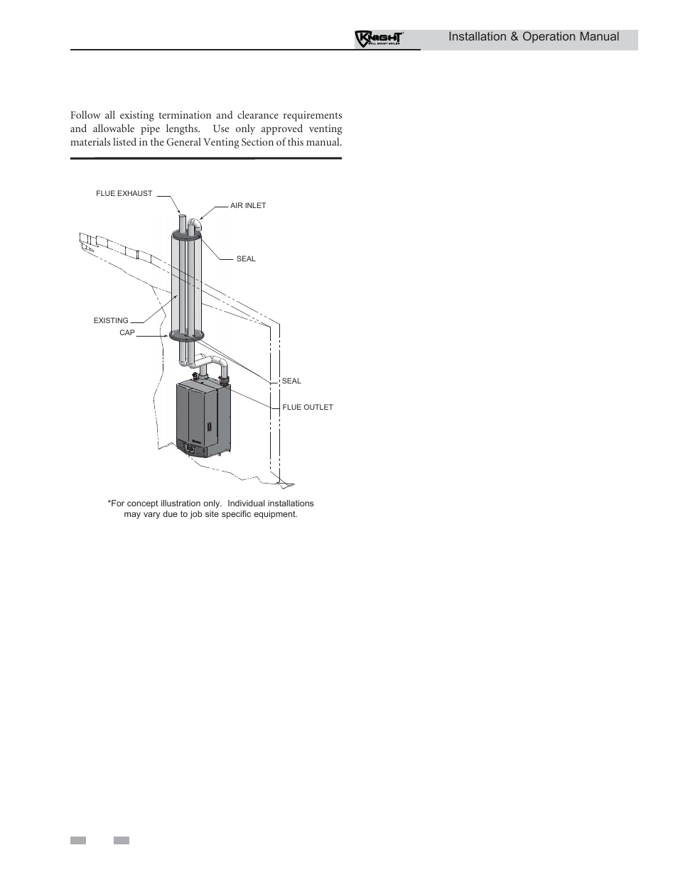 Vertical direct venting | Lochinvar KNIGHT WH 55 - 399 User Manual | Page 32 / 80