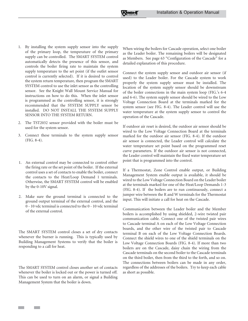 Field wiring | Lochinvar KNIGHT WH 55 - 399 User Manual | Page 54 / 80