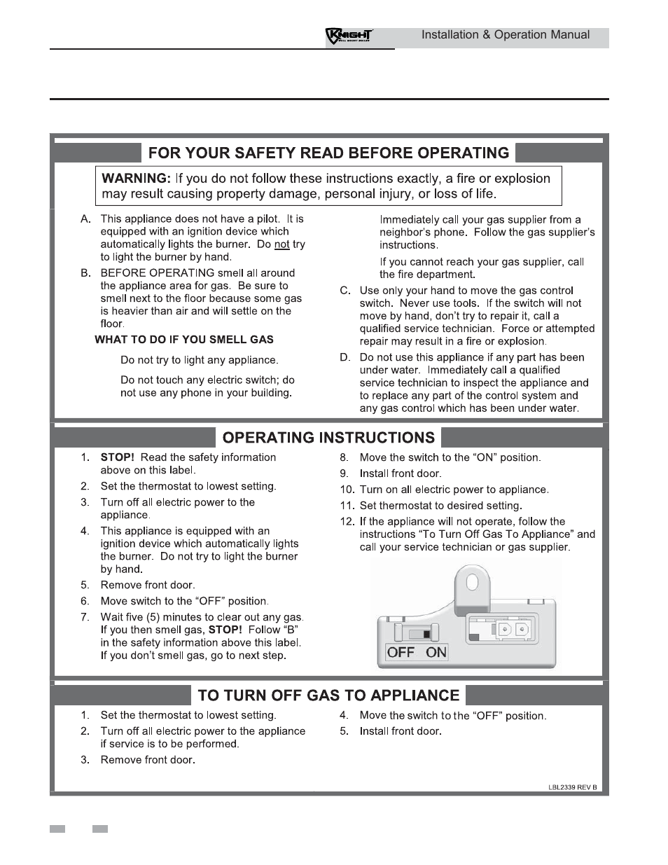 Start-up | Lochinvar KNIGHT WH 55 - 399 User Manual | Page 60 / 80