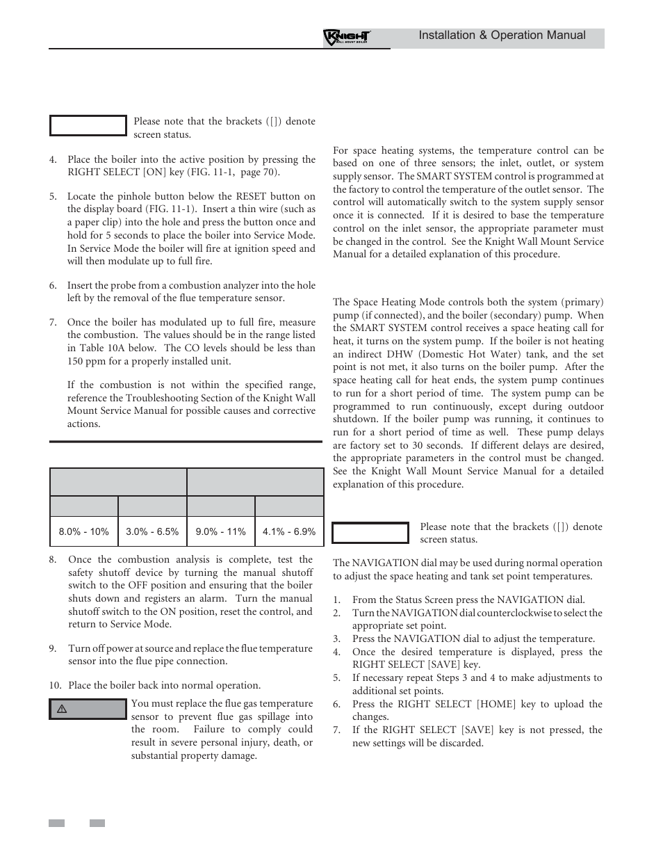 Start-up | Lochinvar KNIGHT WH 55 - 399 User Manual | Page 62 / 80