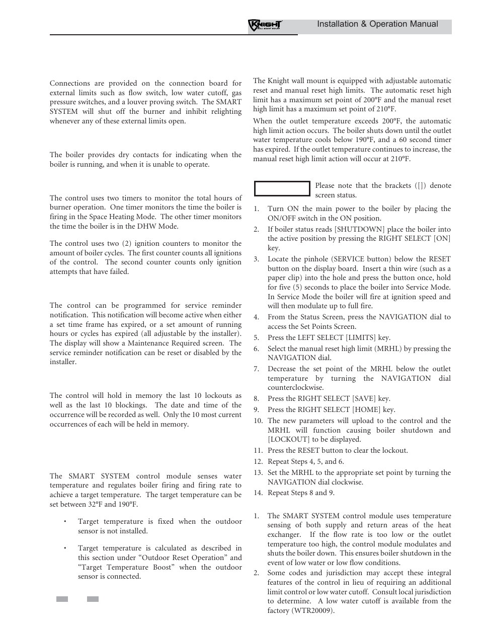 Operating information | Lochinvar KNIGHT WH 55 - 399 User Manual | Page 66 / 80