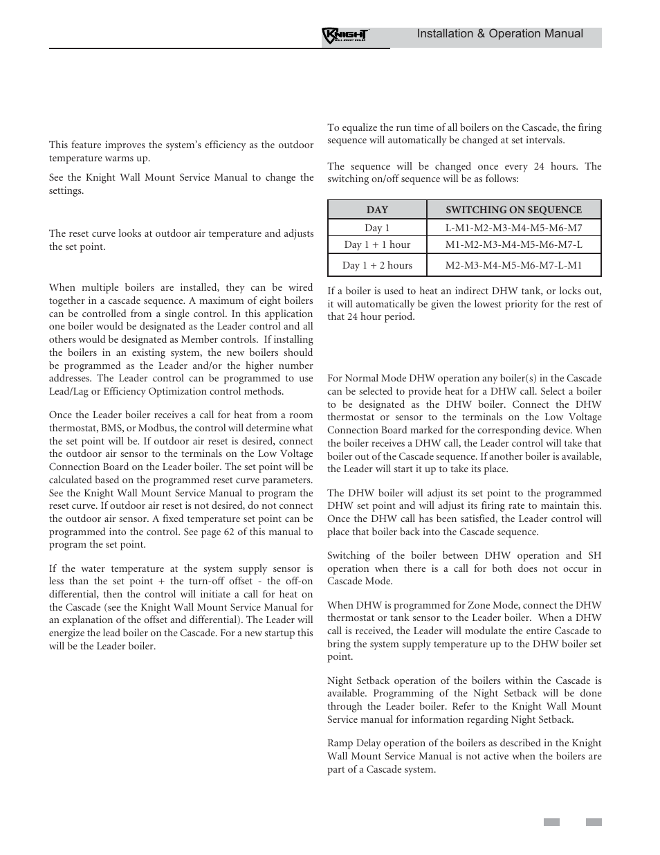 Operating information | Lochinvar KNIGHT WH 55 - 399 User Manual | Page 67 / 80