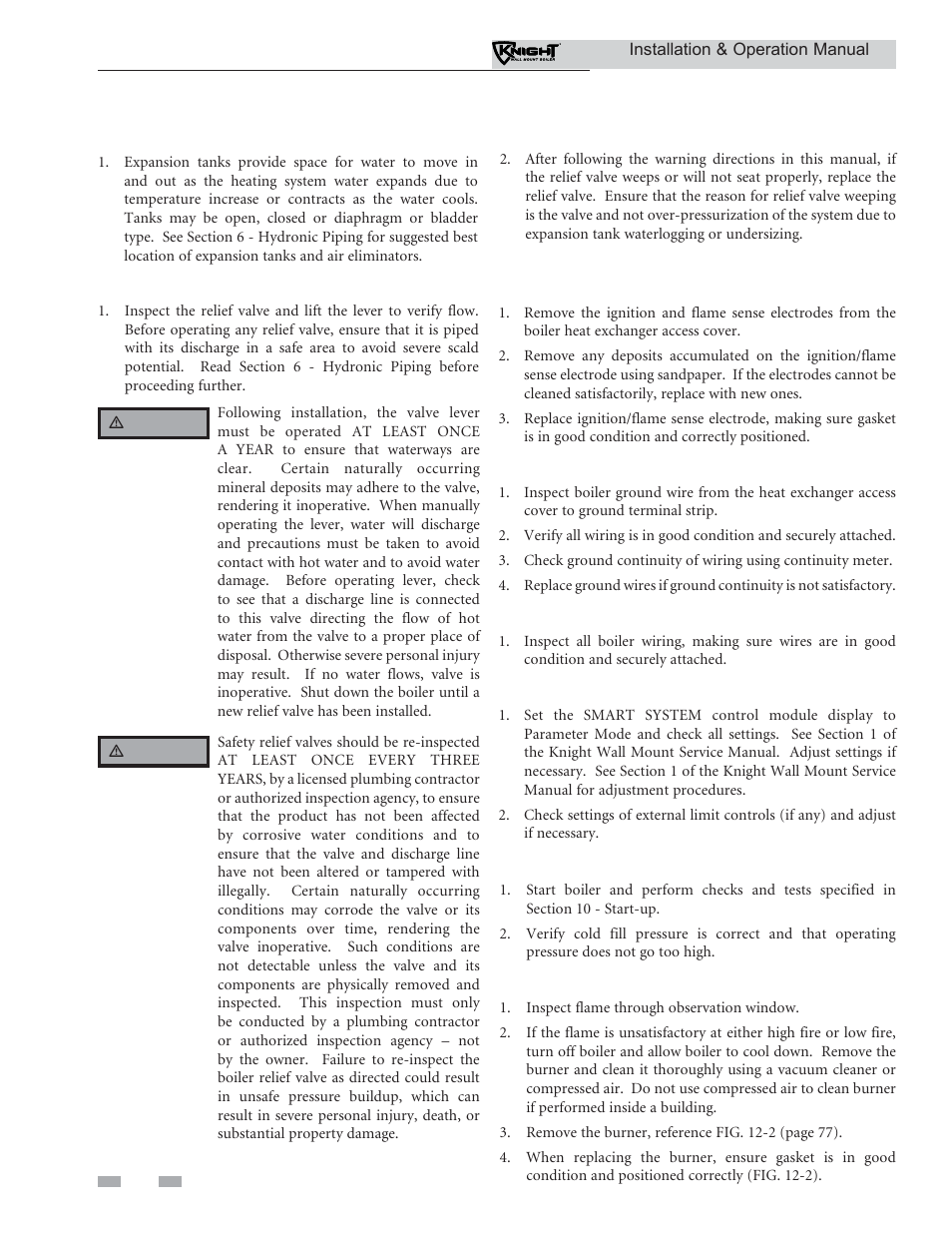 Maintenance | Lochinvar KNIGHT WH 55 - 399 User Manual | Page 76 / 80