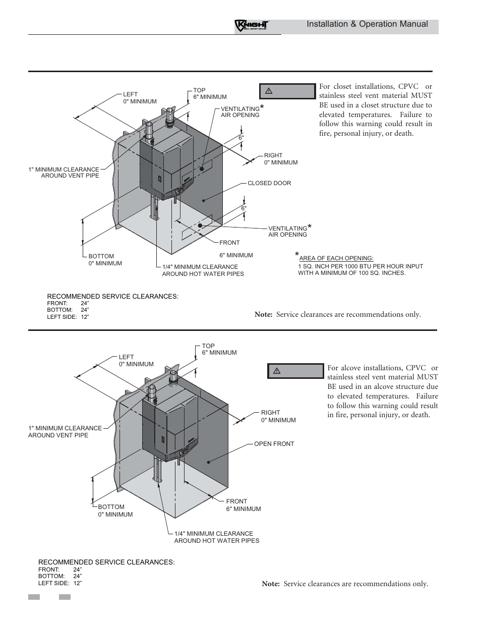 Determine boiler location | Lochinvar KNIGHT WH 55 - 399 User Manual | Page 8 / 80