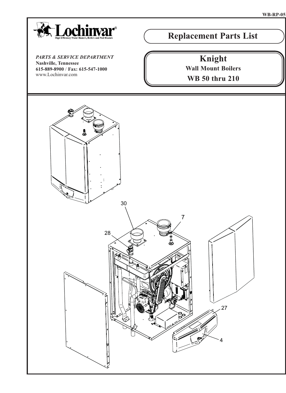 Lochinvar Knight Wall Mount Boilers WB50 thru 210 User Manual | 4 pages