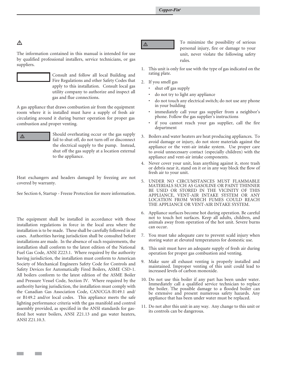 Please read before proceeding, Safety information | Lochinvar COPPER-FIN 497 - 2067 User Manual | Page 4 / 68