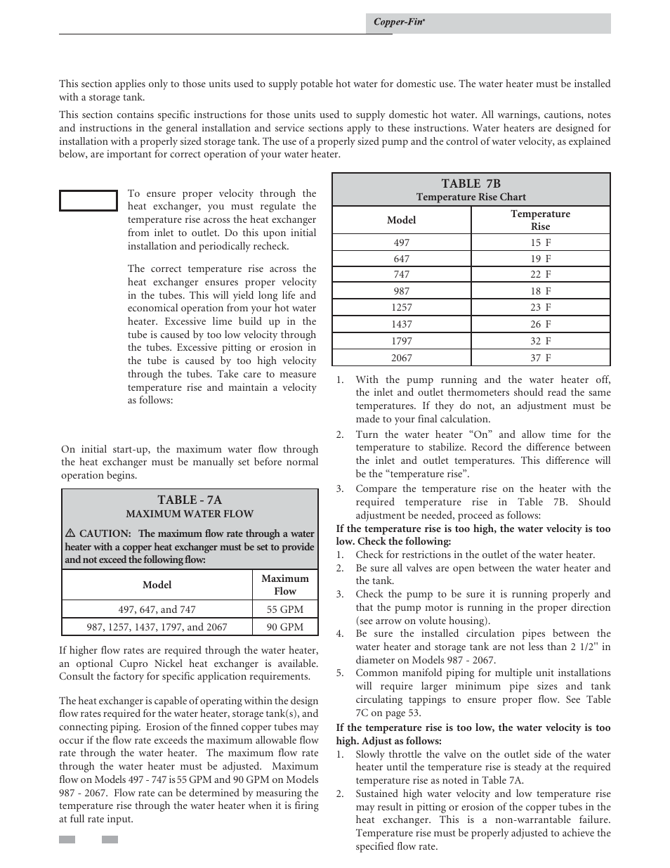 Domestic water heaters | Lochinvar COPPER-FIN 497 - 2067 User Manual | Page 48 / 68