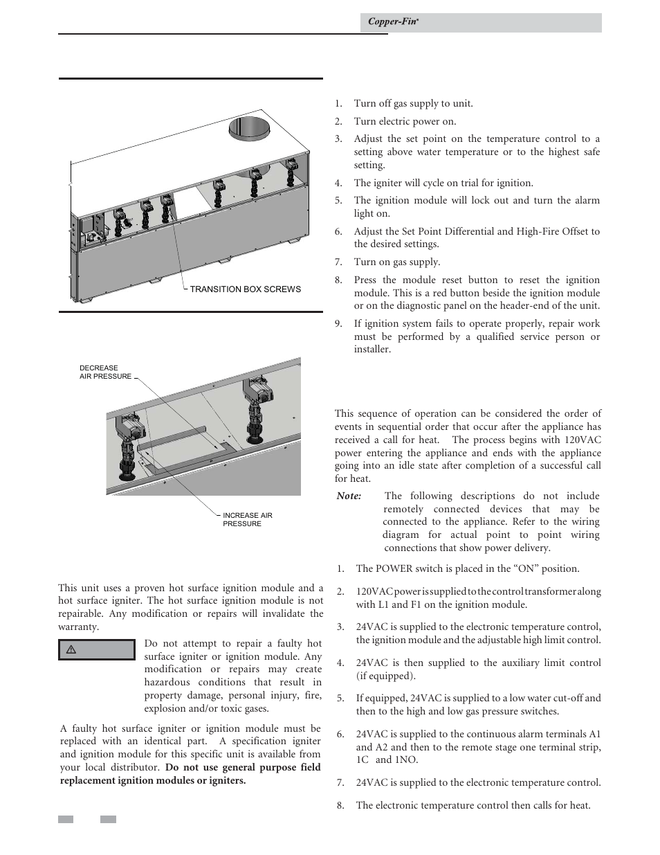 Maintenance, Sequence of operation | Lochinvar COPPER-FIN 497 - 2067 User Manual | Page 60 / 68