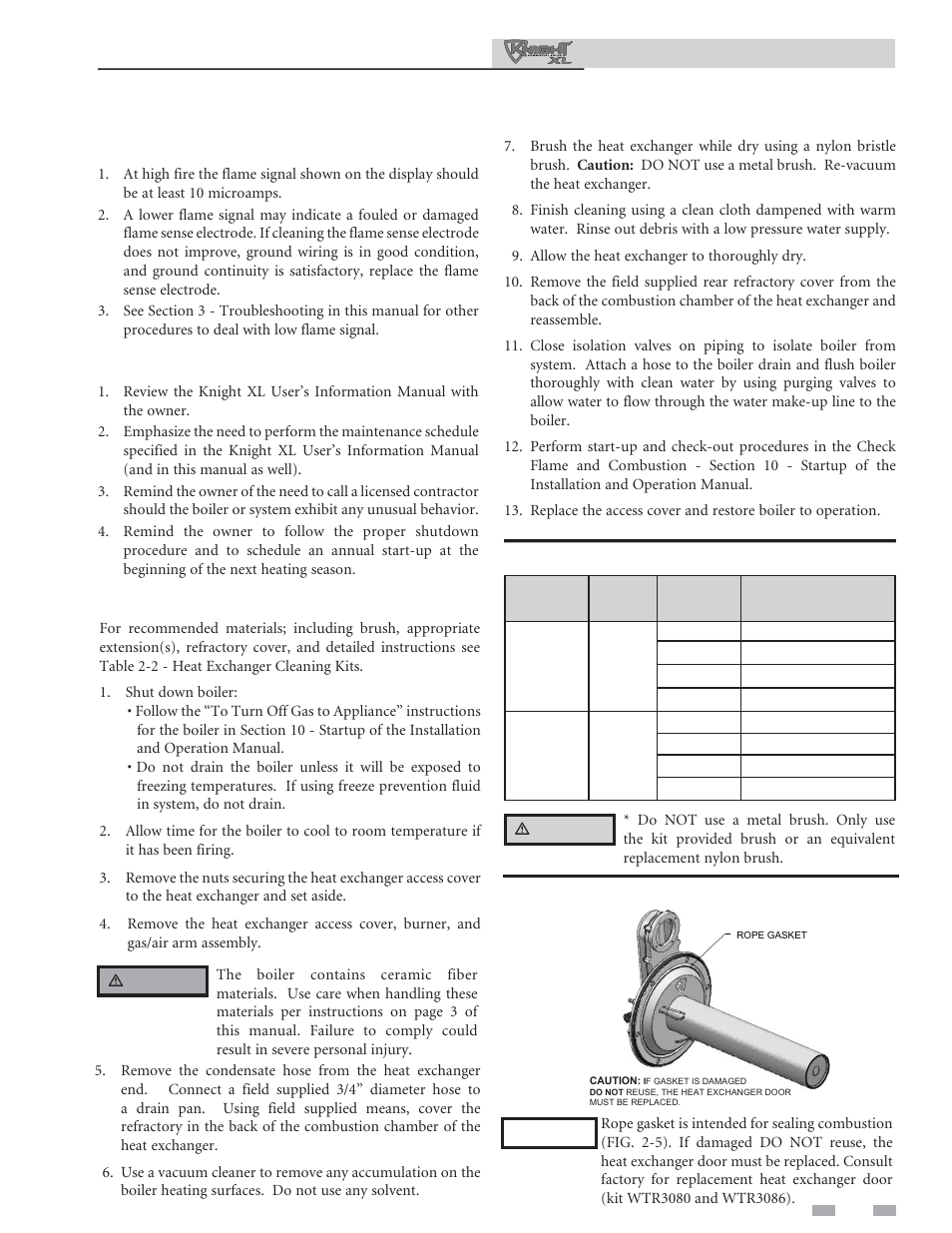 Maintenance, Check flame signal, Review with owner | Cleaning boiler heat exchanger | Lochinvar 400-801 User Manual | Page 31 / 48