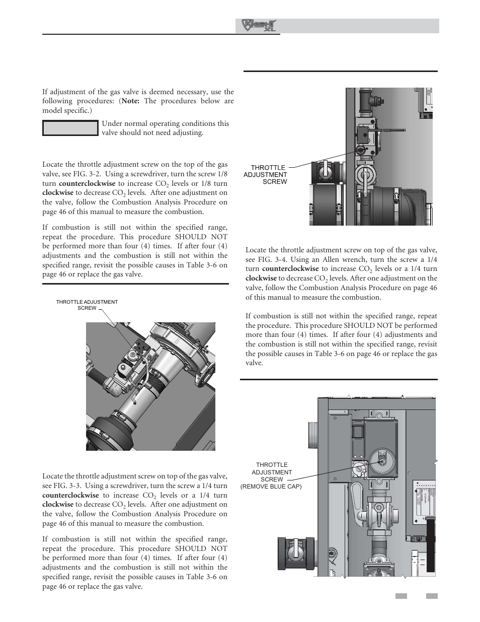 Troubleshooting, Gas valve adjustment procedure | Lochinvar 400-801 User Manual | Page 47 / 48