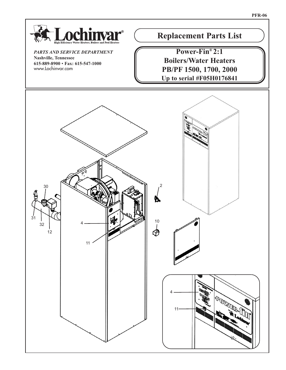 Lochinvar PFR-06 User Manual | 4 pages