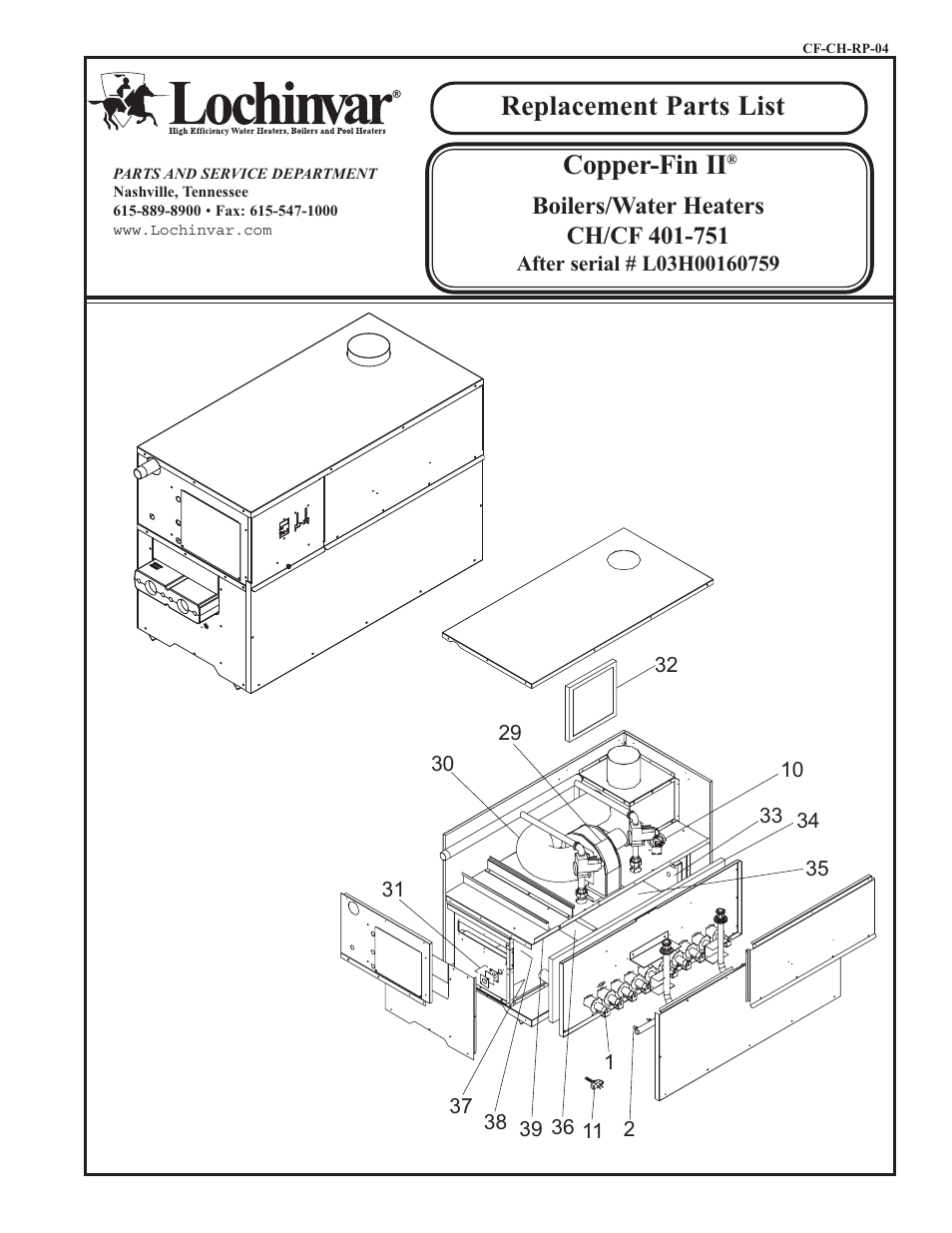 Lochinvar Copper-Fin II CF 401-751 User Manual | 4 pages