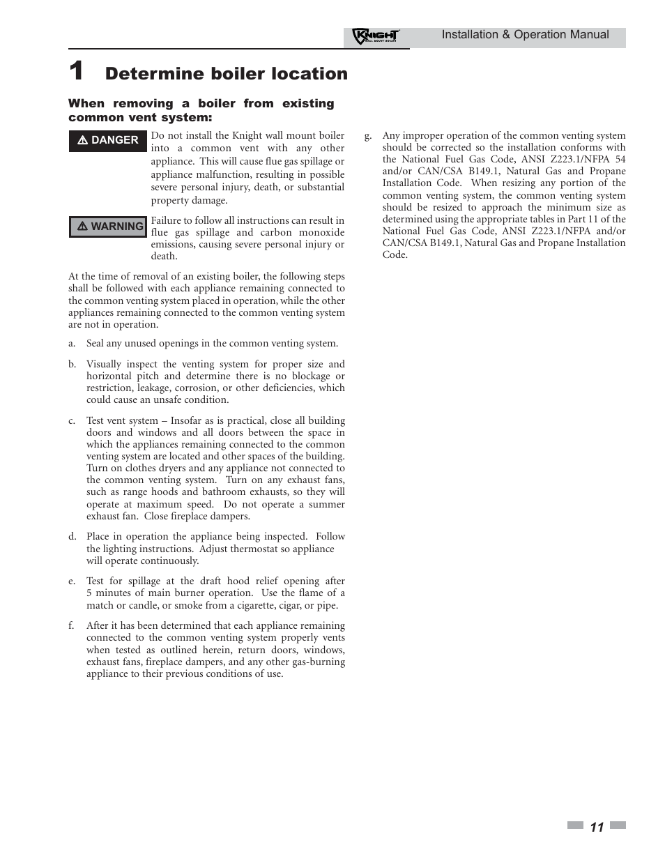 Determine boiler location | Lochinvar KNIGHT 51 User Manual | Page 11 / 80