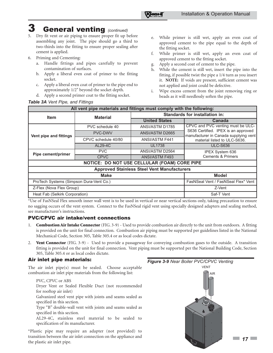 General venting | Lochinvar KNIGHT 51 User Manual | Page 17 / 80