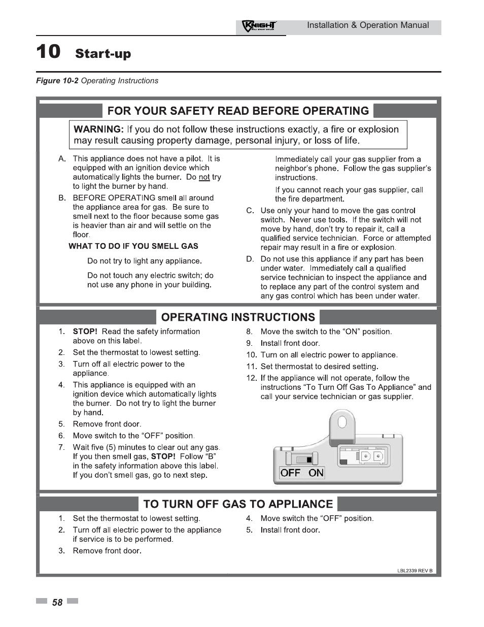 Start-up | Lochinvar KNIGHT 51 User Manual | Page 58 / 80