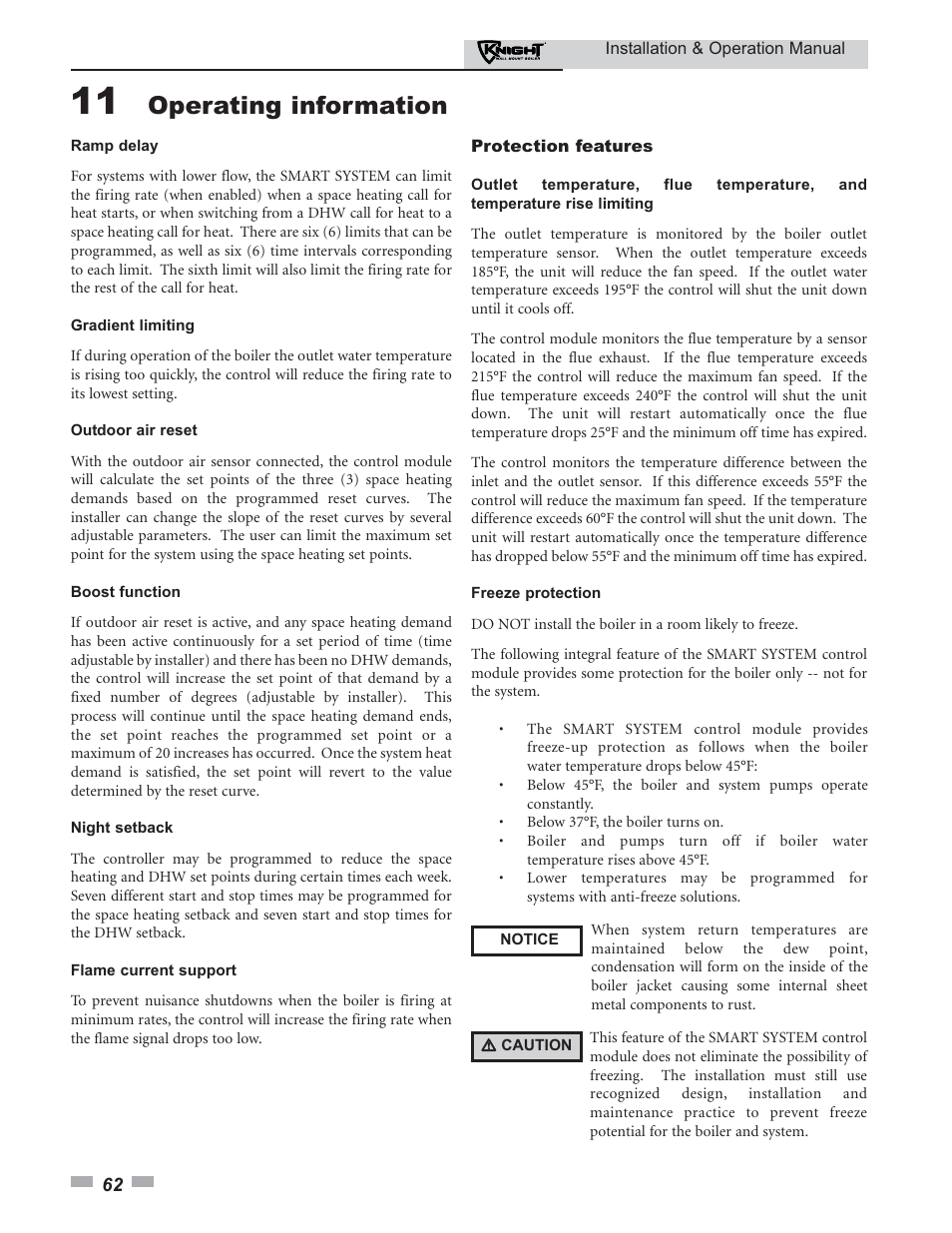 Operating information | Lochinvar KNIGHT 51 User Manual | Page 62 / 80