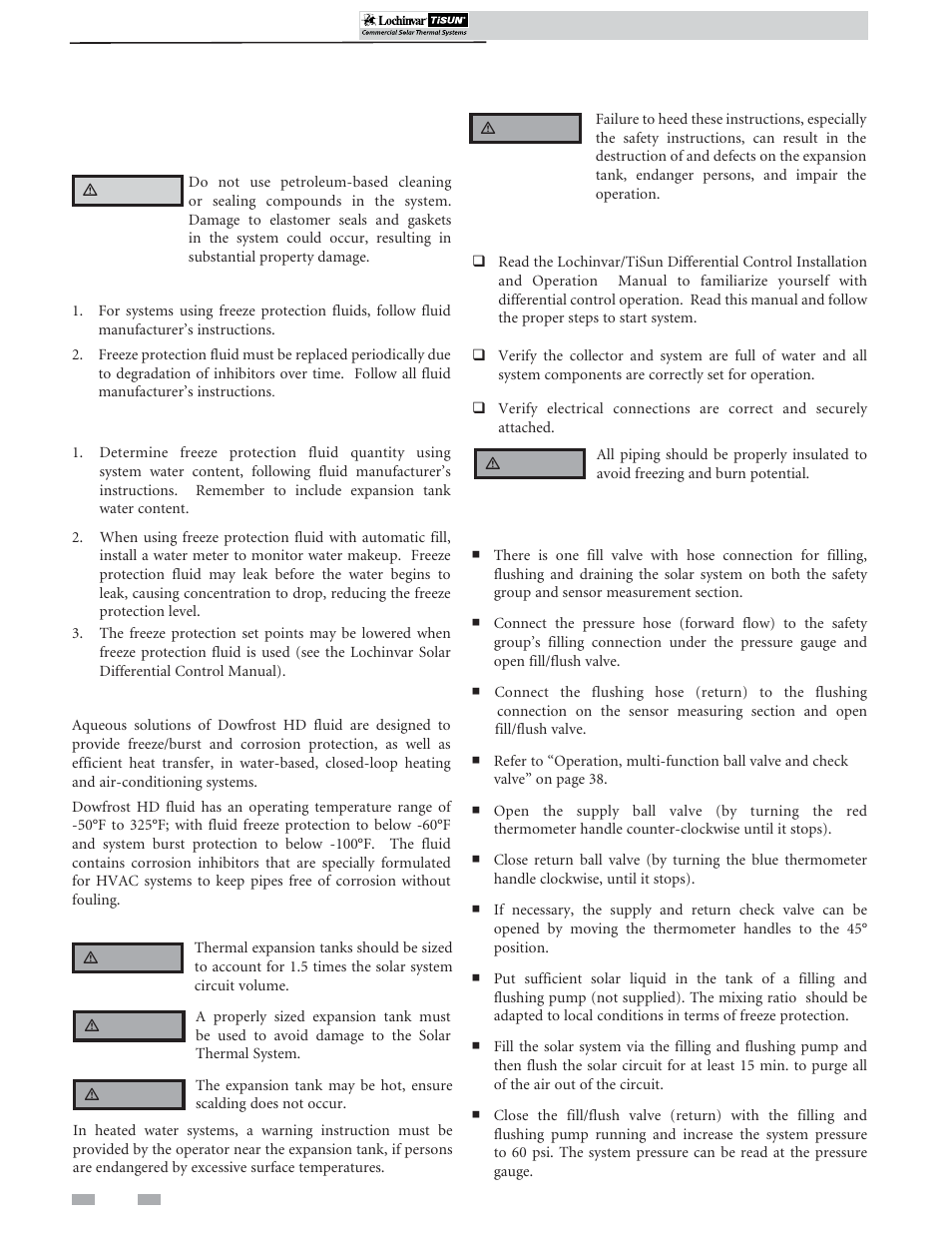 System start-up, Filling, flushing and bleeding | Lochinvar TISUN SCH-I-O User Manual | Page 40 / 44