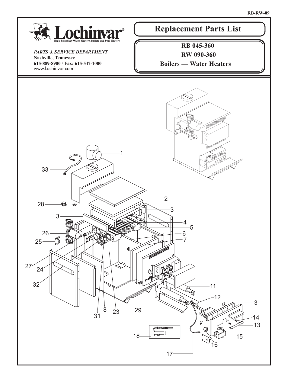 Lochinvar RW 090-360 User Manual | 4 pages