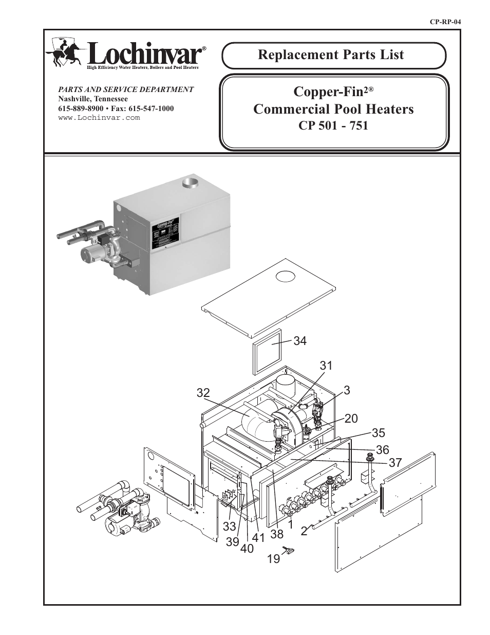Lochinvar Copper-Fin2 CP 501 - 751 User Manual | 4 pages
