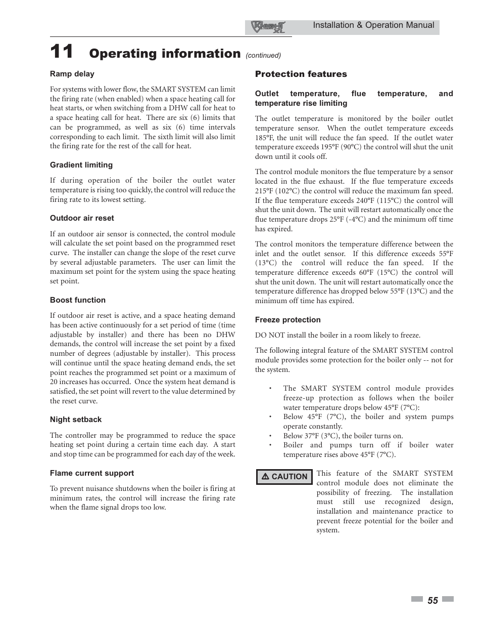 Operating information | Lochinvar Knight XL 399 - 800 User Manual | Page 55 / 72