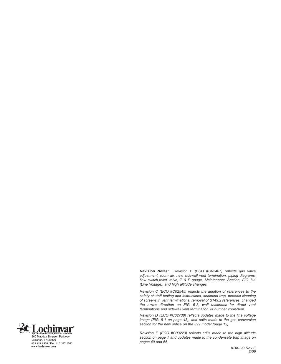 Lochinvar Knight XL 399 - 800 User Manual | Page 72 / 72