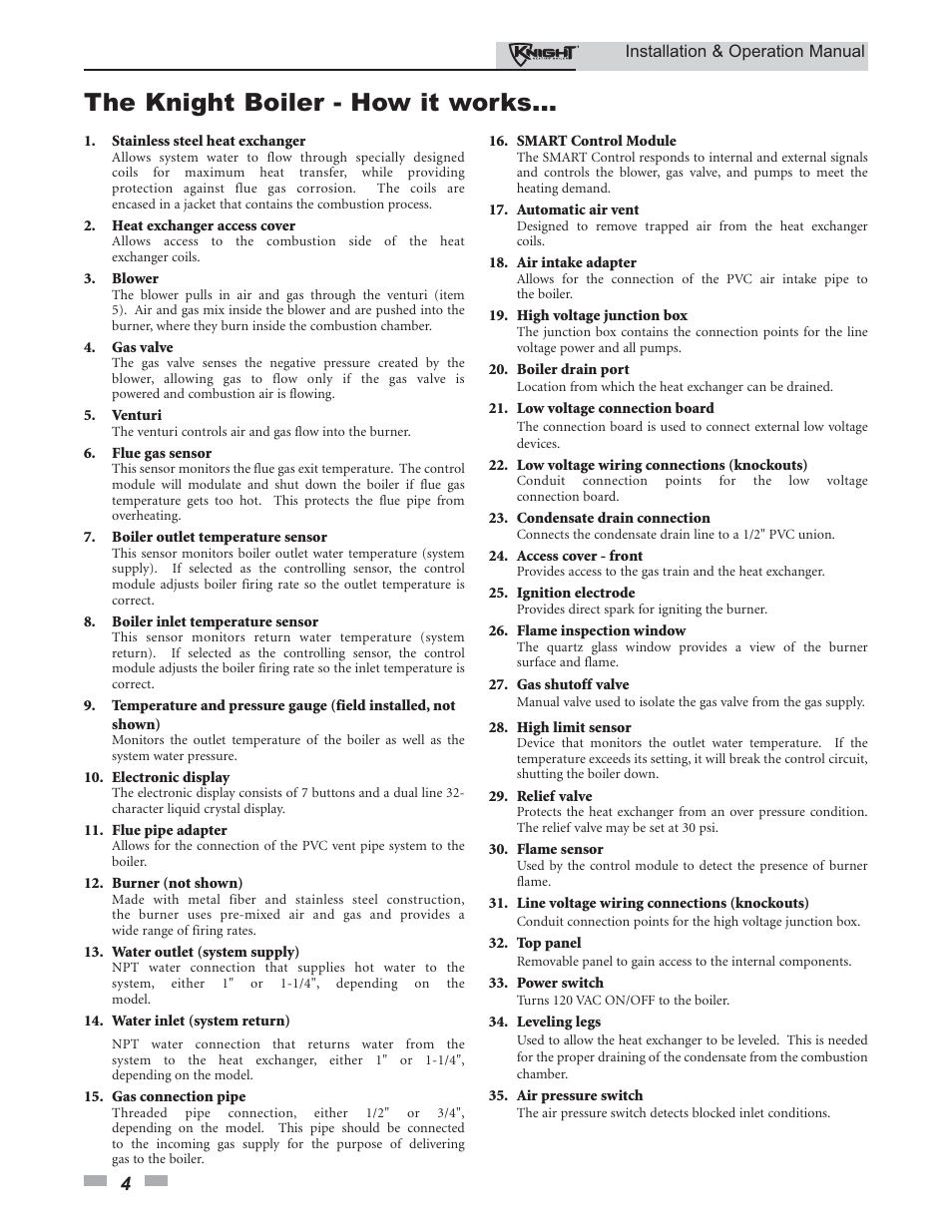 The knight boiler - how it works | Lochinvar Knight 80 - 285 User Manual | Page 4 / 72