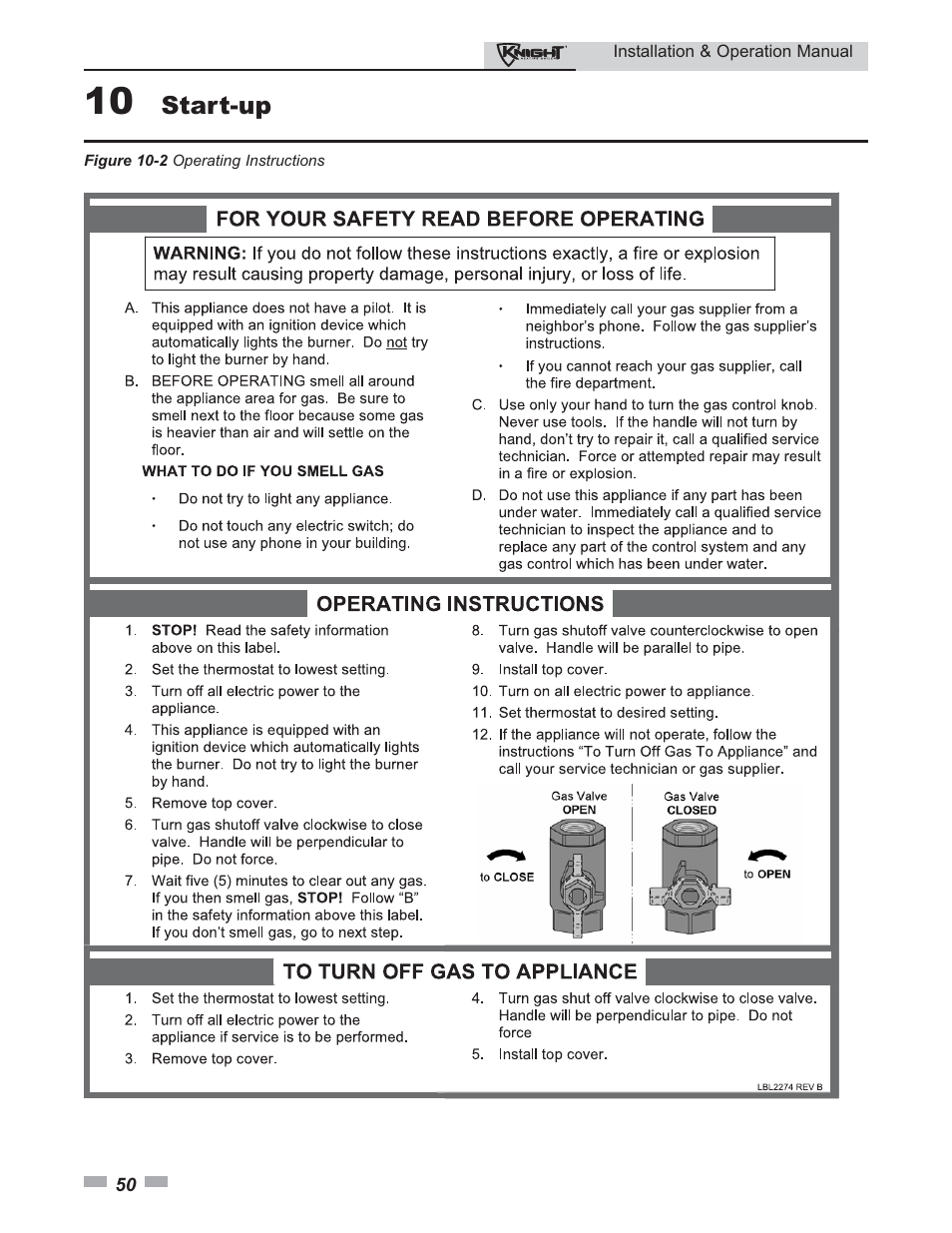 Start-up | Lochinvar Knight 80 - 285 User Manual | Page 50 / 72