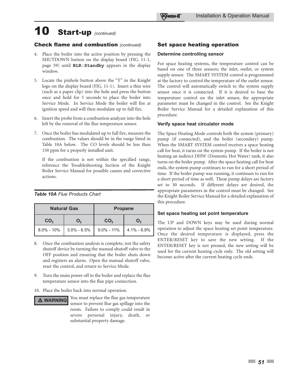 Start-up | Lochinvar Knight 80 - 285 User Manual | Page 51 / 72