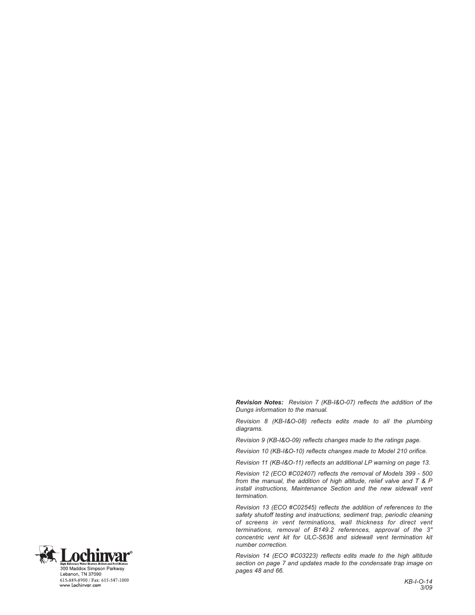 Lochinvar Knight 80 - 285 User Manual | Page 72 / 72