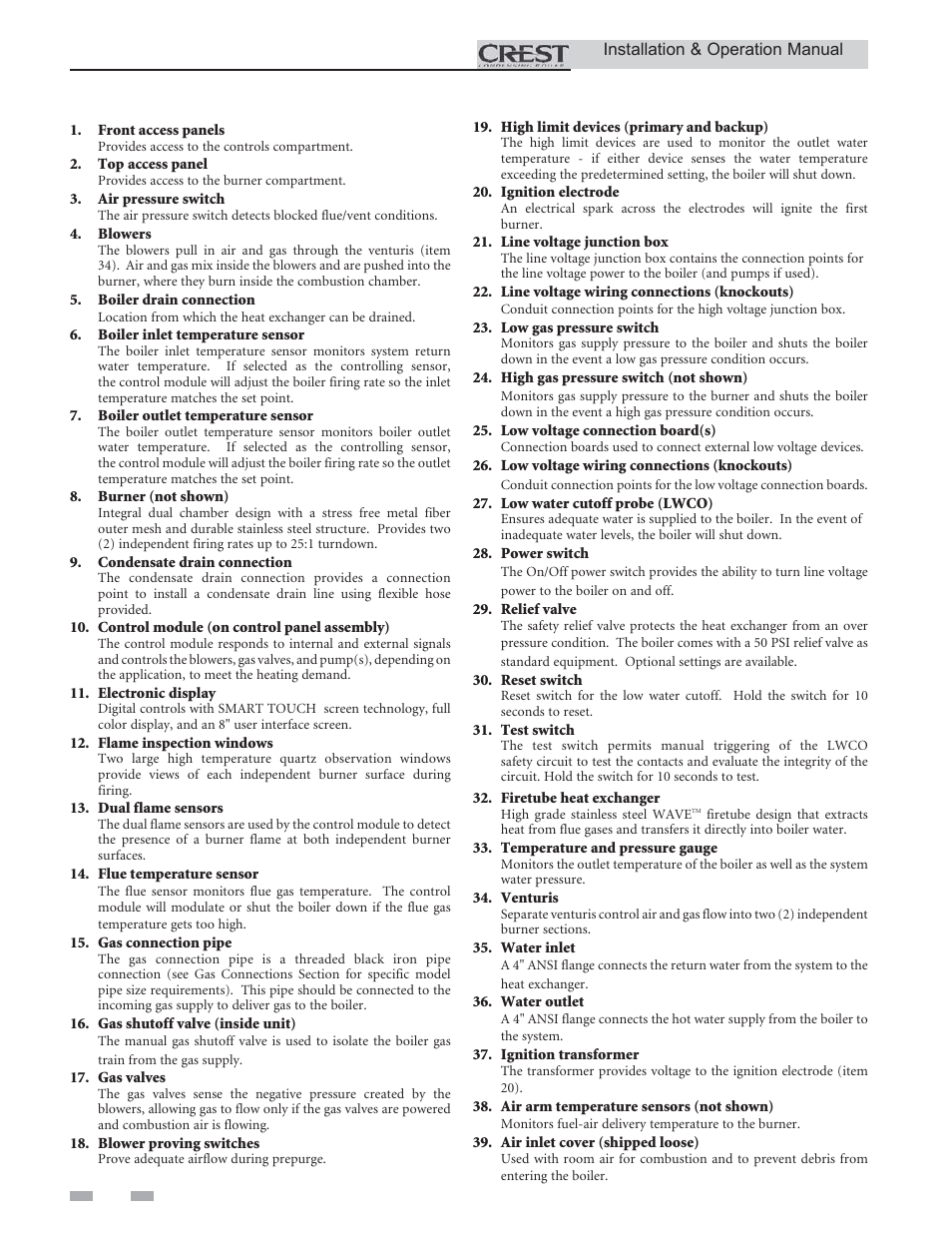 The crest - how it works | Lochinvar Condensing Boiler 1.5 User Manual | Page 4 / 60