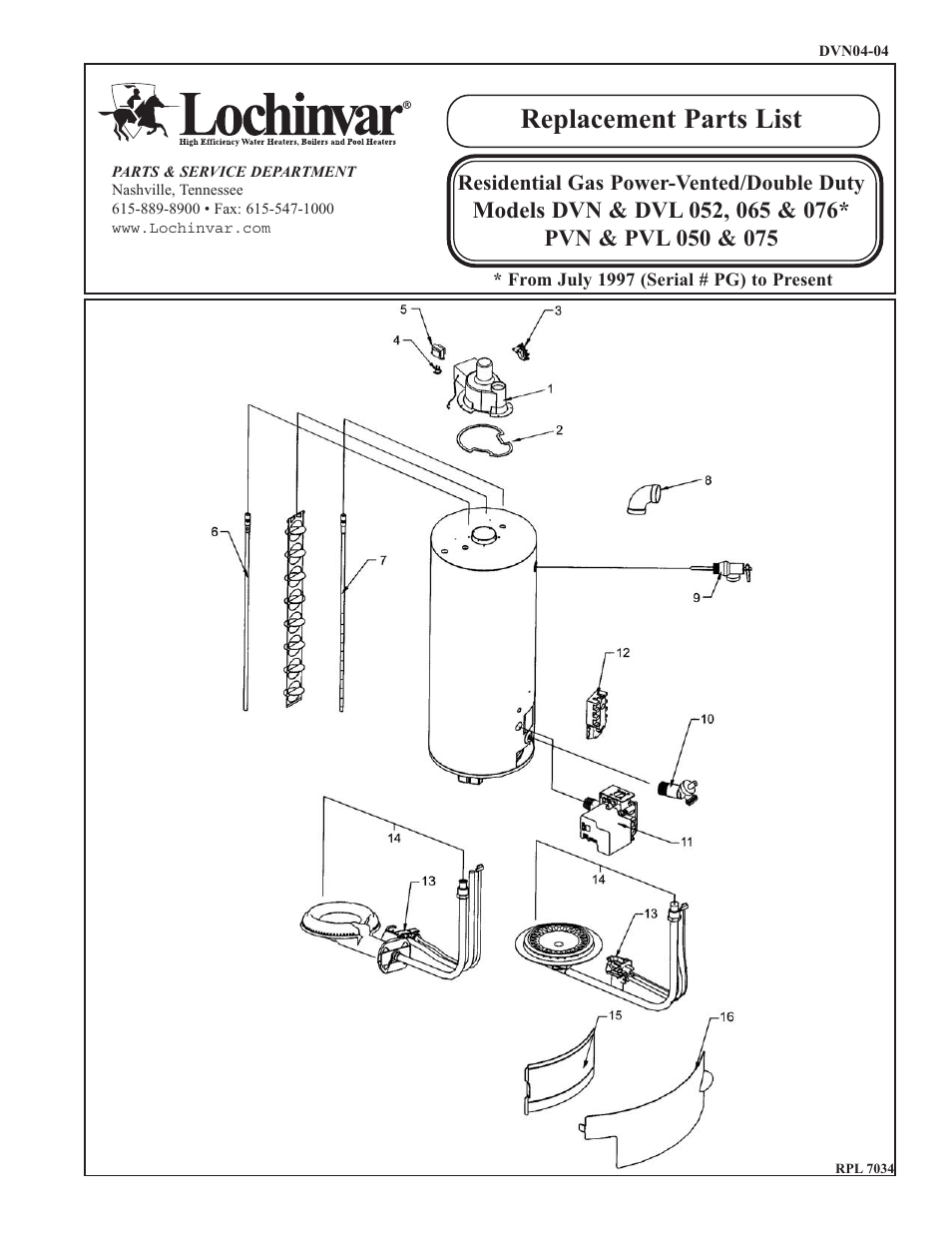Lochinvar DVL 065 User Manual | 2 pages