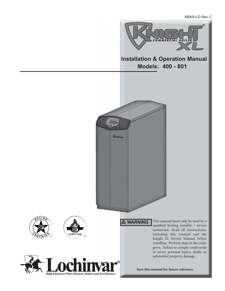 Lochinvar 400 User Manual | 80 pages