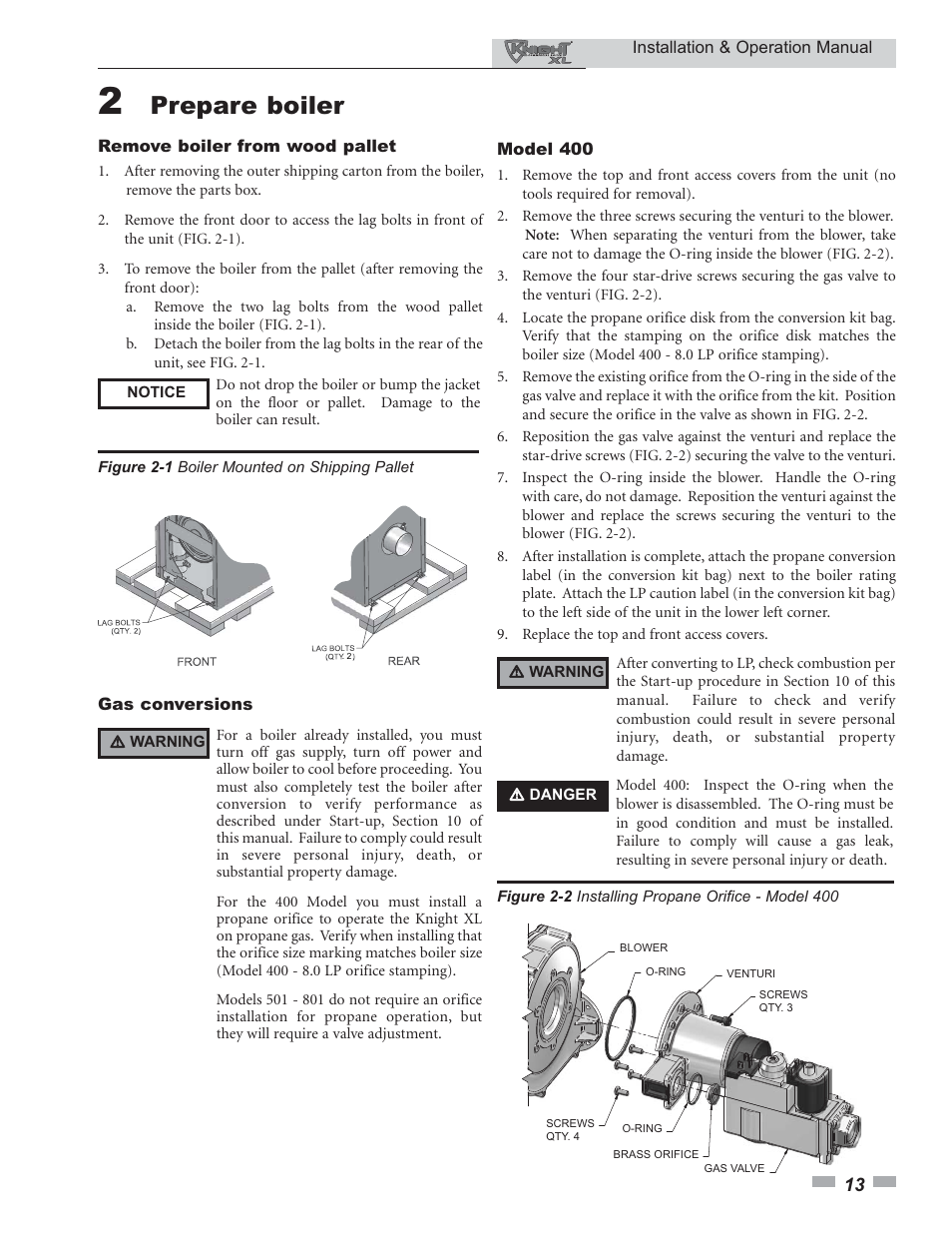 Prepare boiler | Lochinvar 400 User Manual | Page 13 / 80