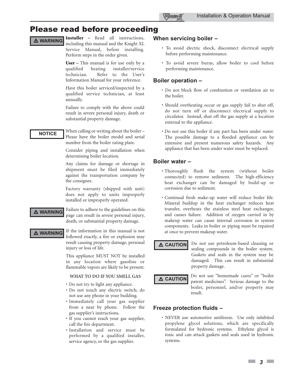 Please read before proceeding | Lochinvar 400 User Manual | Page 3 / 80
