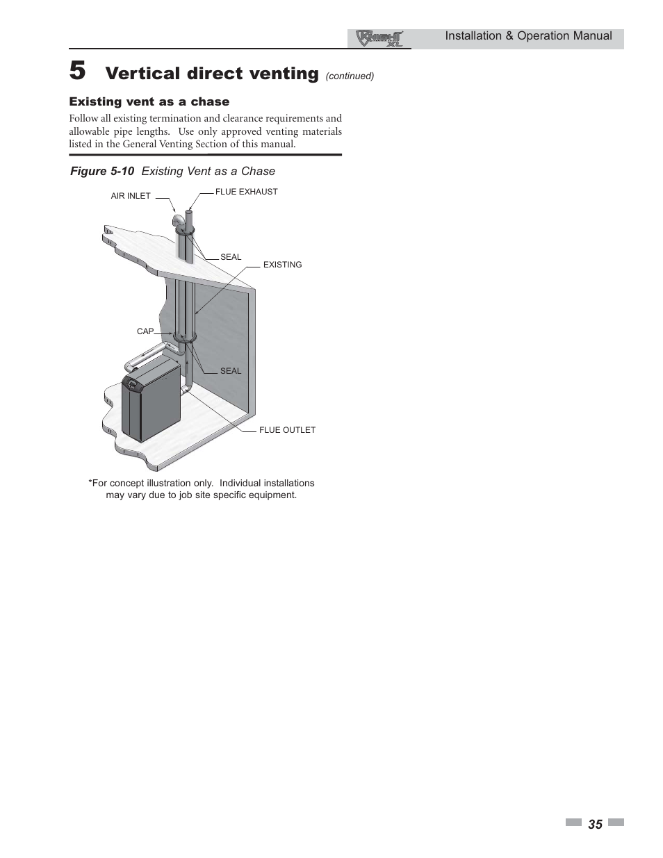Vertical direct venting | Lochinvar 400 User Manual | Page 35 / 80