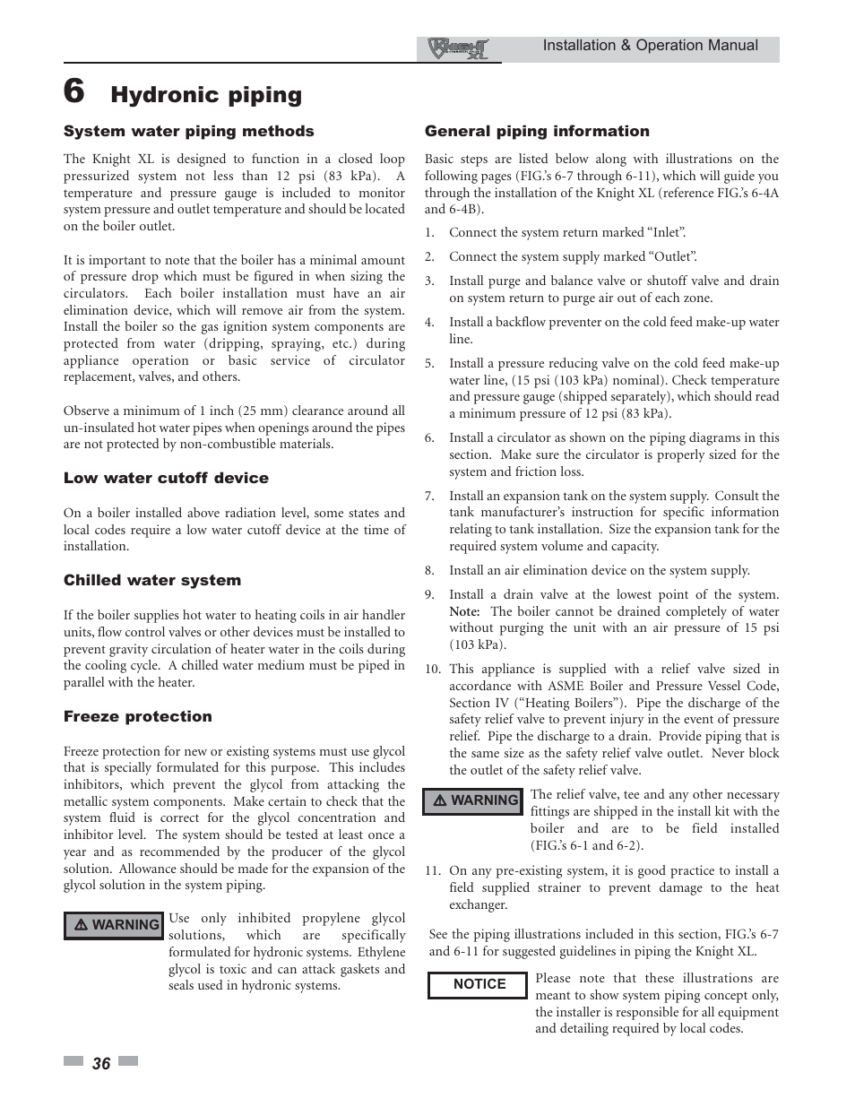 Hydronic piping | Lochinvar 400 User Manual | Page 36 / 80