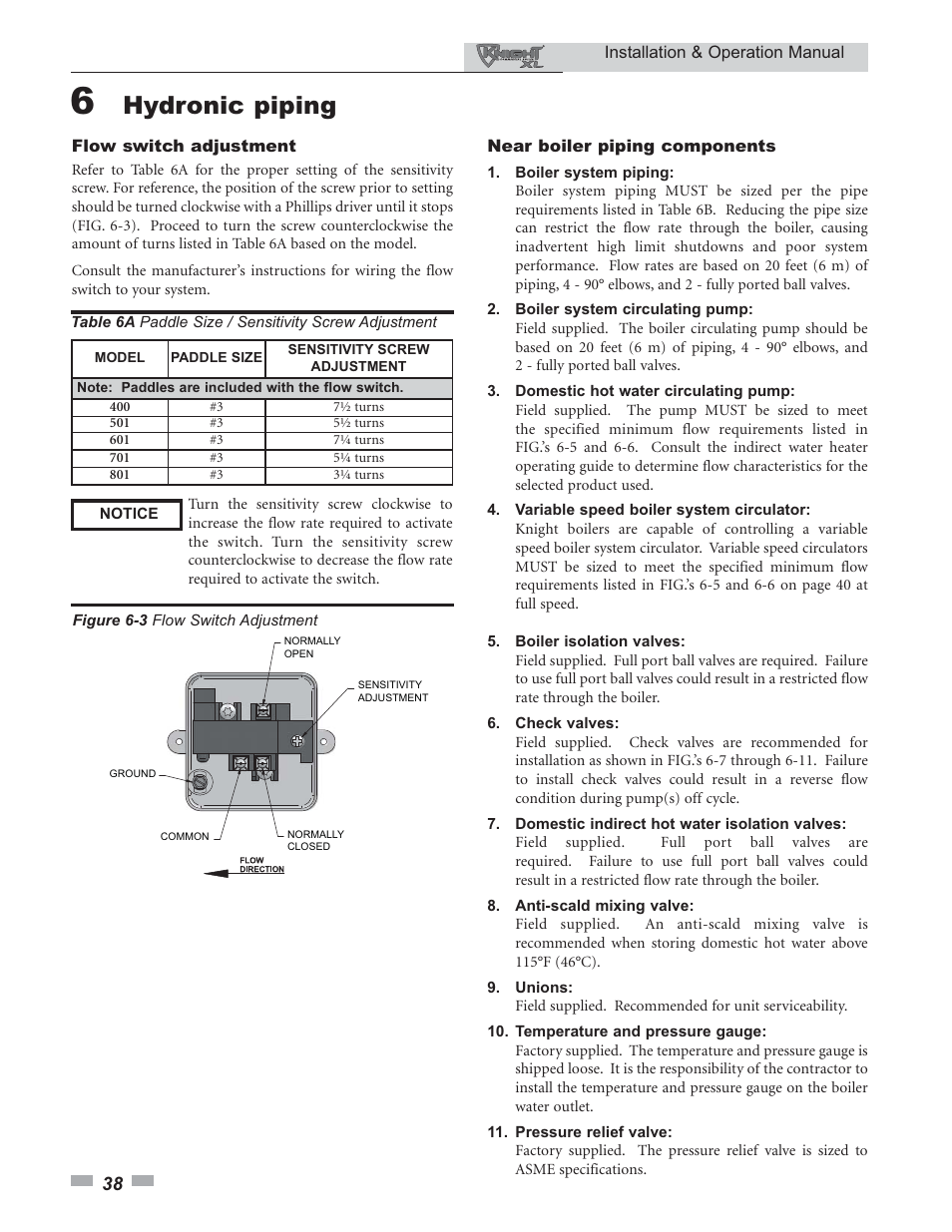 Hydronic piping | Lochinvar 400 User Manual | Page 38 / 80