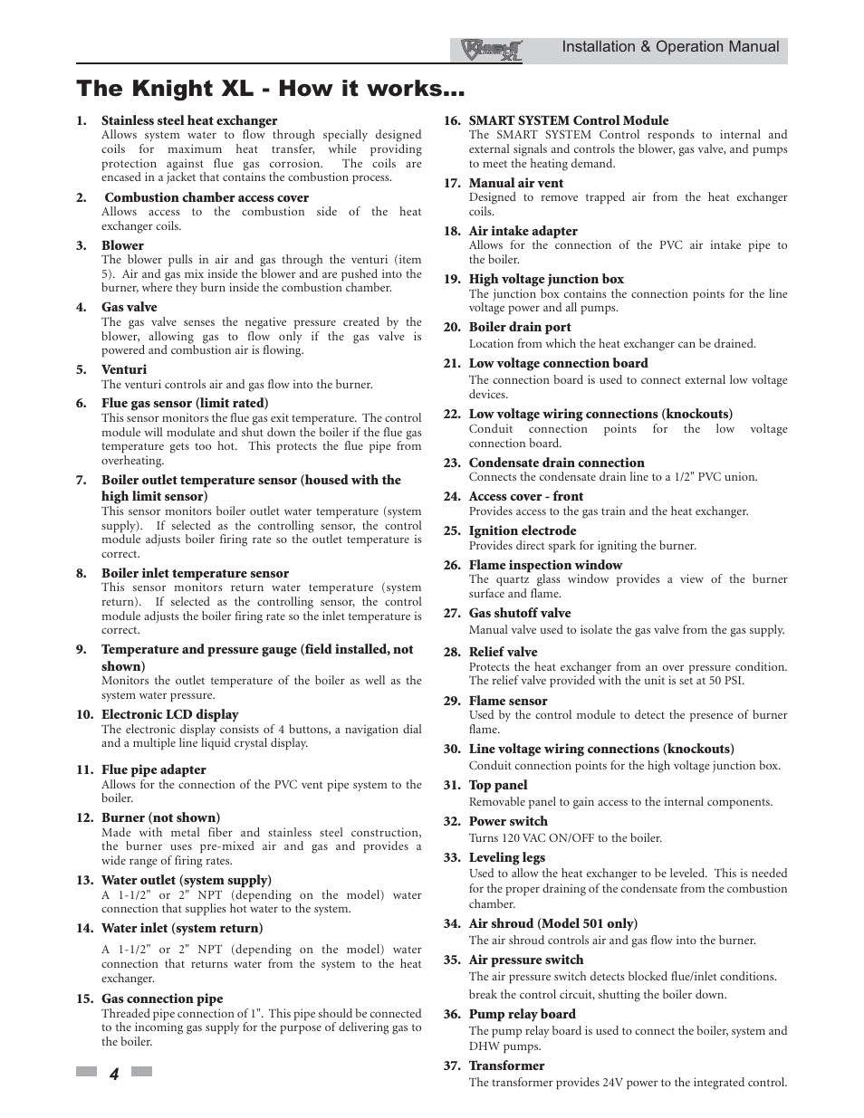 The knight xl - how it works | Lochinvar 400 User Manual | Page 4 / 80