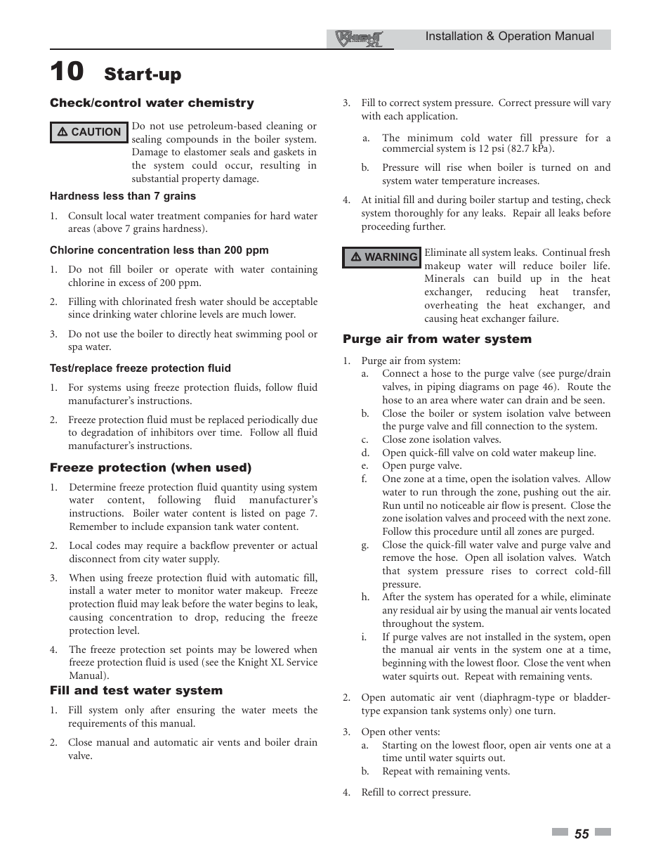 Start-up | Lochinvar 400 User Manual | Page 55 / 80