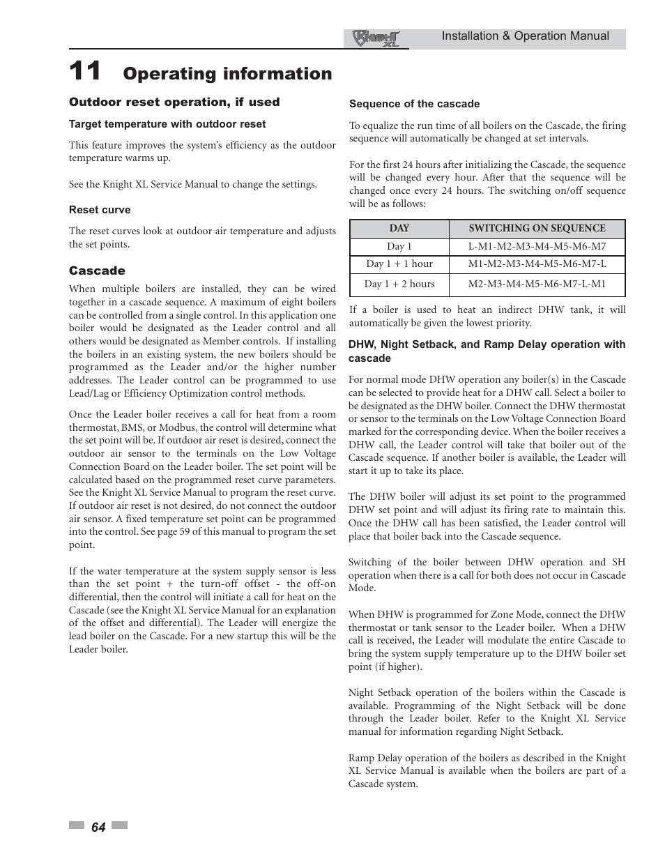 Operating information | Lochinvar 400 User Manual | Page 64 / 80