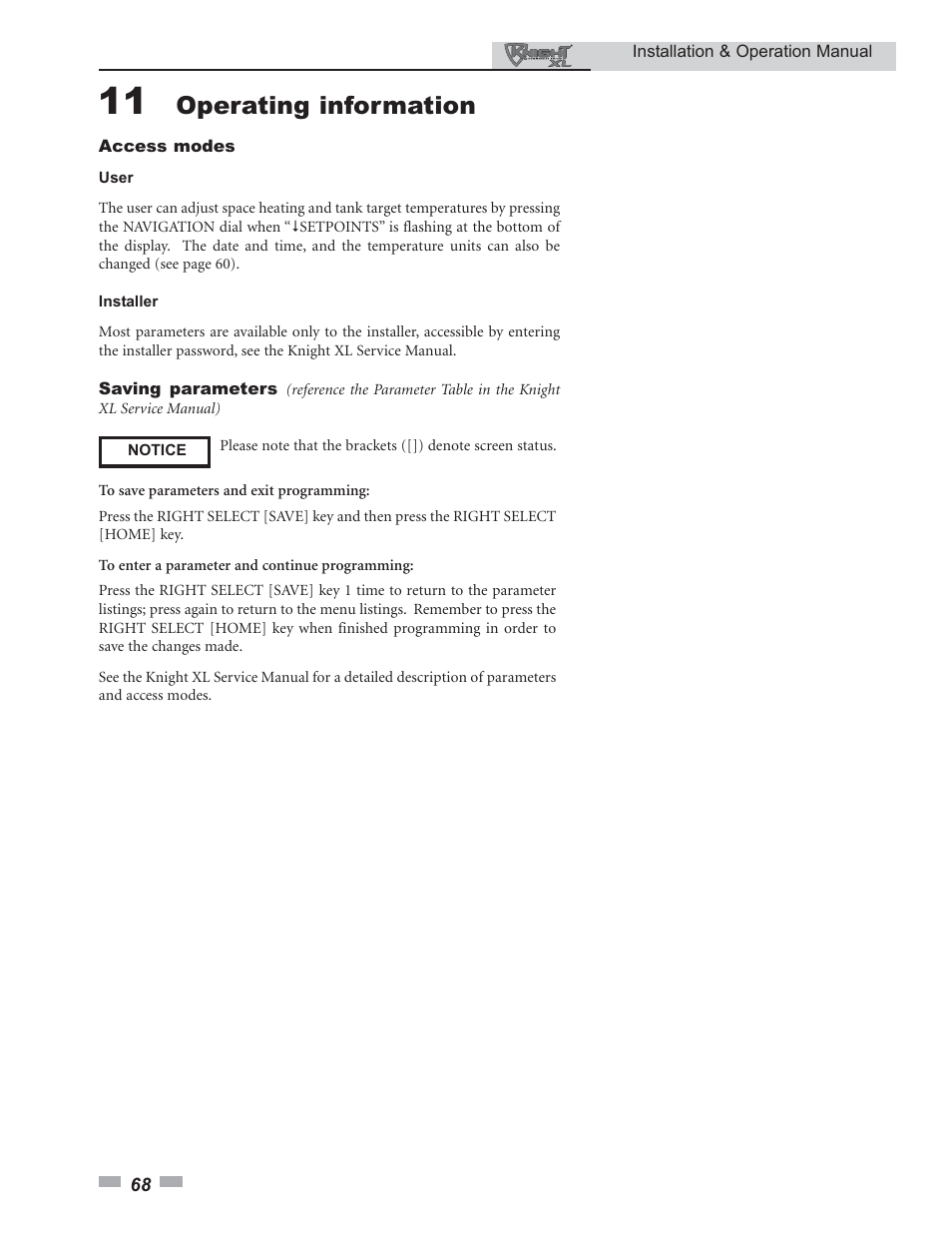 Operating information | Lochinvar 400 User Manual | Page 68 / 80