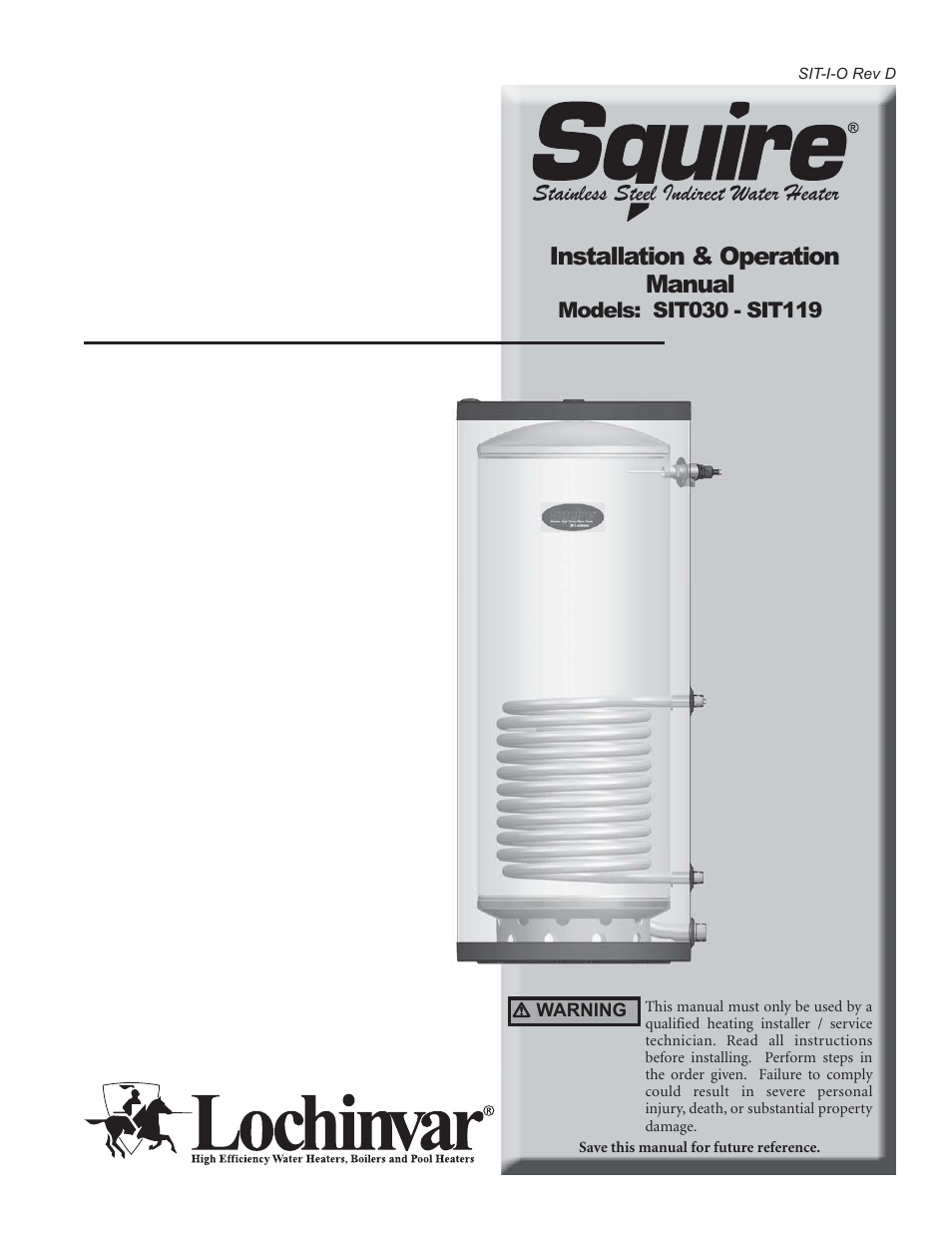 Lochinvar SQUIRE SIT030 User Manual | 24 pages