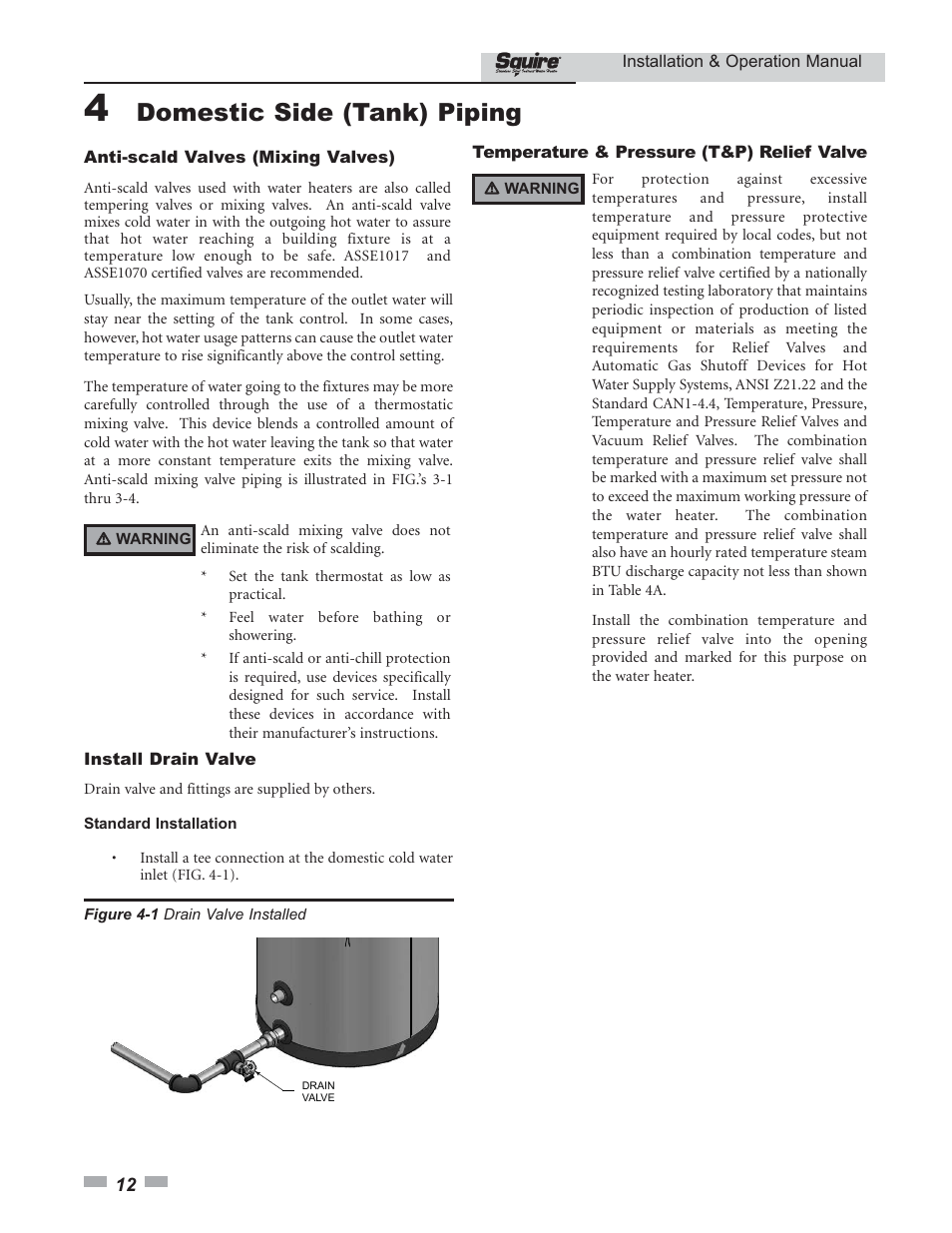 Domestic side (tank) piping | Lochinvar SQUIRE SIT030 User Manual | Page 12 / 24