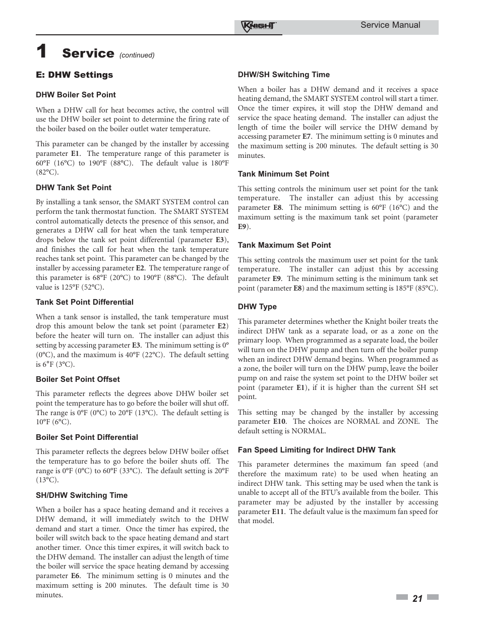 Service | Lochinvar KNIGHT 81-286 User Manual | Page 21 / 48