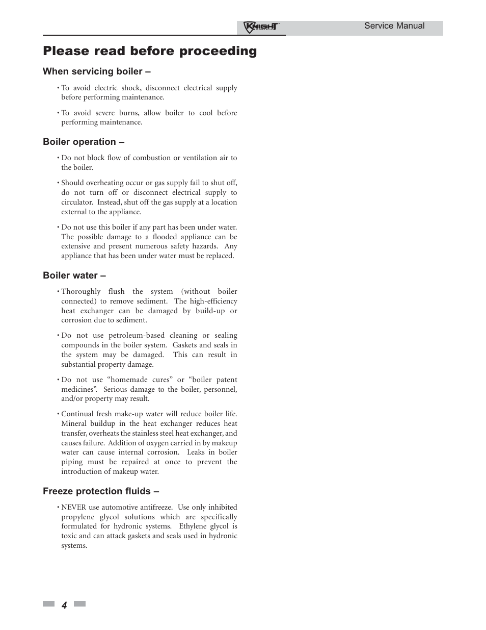 Please read before proceeding | Lochinvar KNIGHT 81-286 User Manual | Page 4 / 48