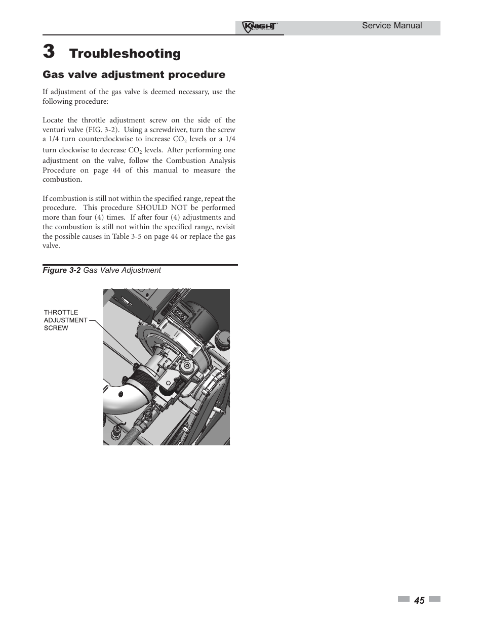 Troubleshooting | Lochinvar KNIGHT 81-286 User Manual | Page 45 / 48