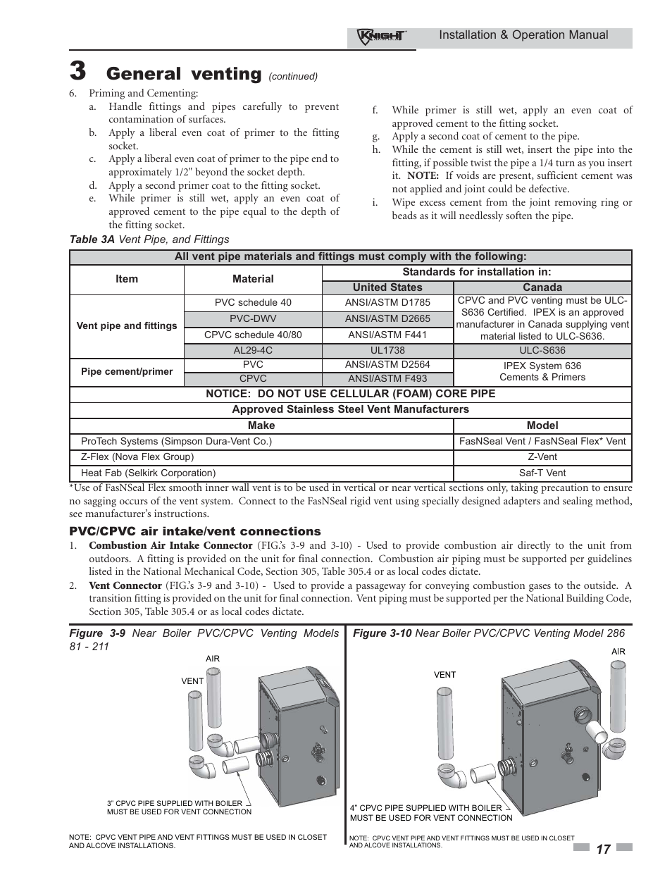 General venting | Lochinvar KBII-I-O REV C 81 - 286 User Manual | Page 17 / 80