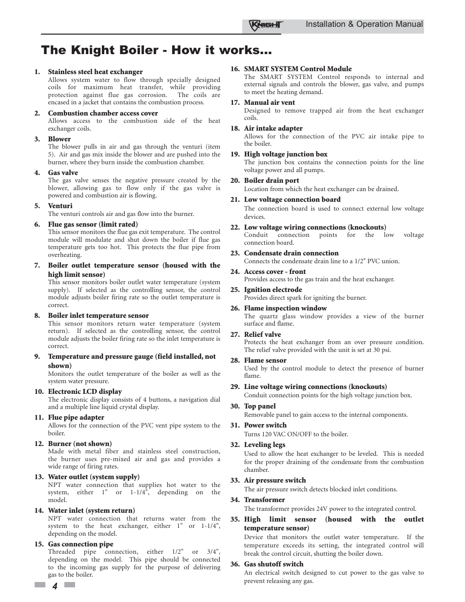 The knight boiler - how it works | Lochinvar KBII-I-O REV C 81 - 286 User Manual | Page 4 / 80